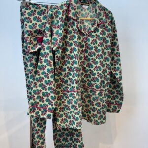 Pijama Largo De Algodón Indigo Garden- Hecho a Mano en la India