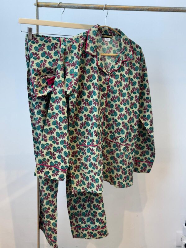 Pijama Largo De Algodón Indigo Garden- Hecho a Mano en la India