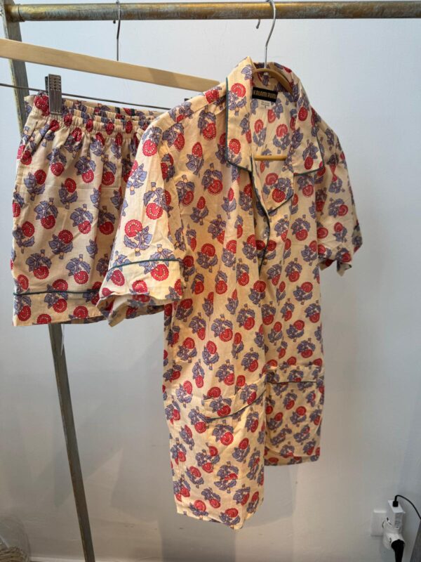 Pijama Corto de Algodón Mandala - Hecho a mano en la India