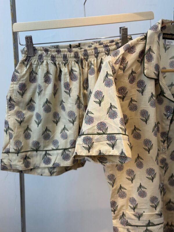 Pijama Corto de Algodón Indie - Hecho a Mano en la India - Imagen 2